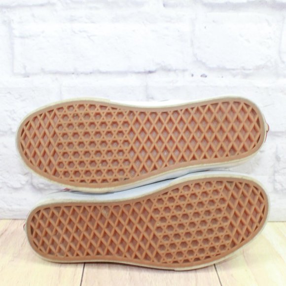 Vans Off the Wall Red Cream Checkerboard Slip On Sneaker Shoes Size L 7 M 5.5 - Picture 7 of 9